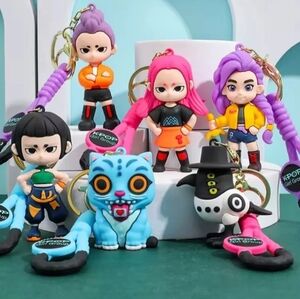 Kpop 6 Piece Demon Hunter Keychain Collector Set Solid PVC Figurines On Keychain